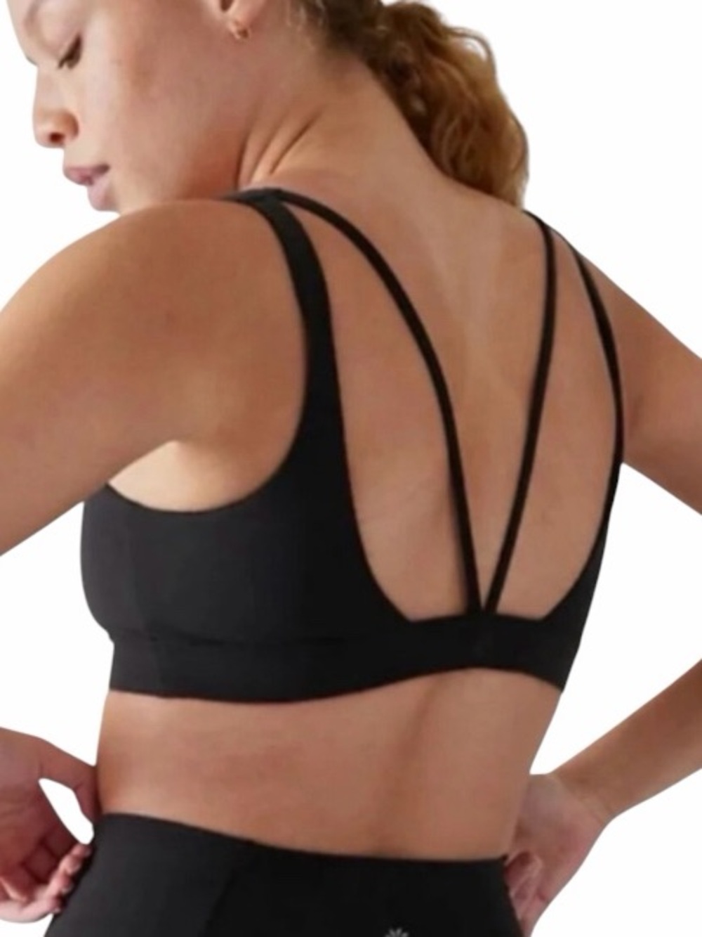 Athleta Exhale Bra Black Strappy Sports Bra size women’s medium